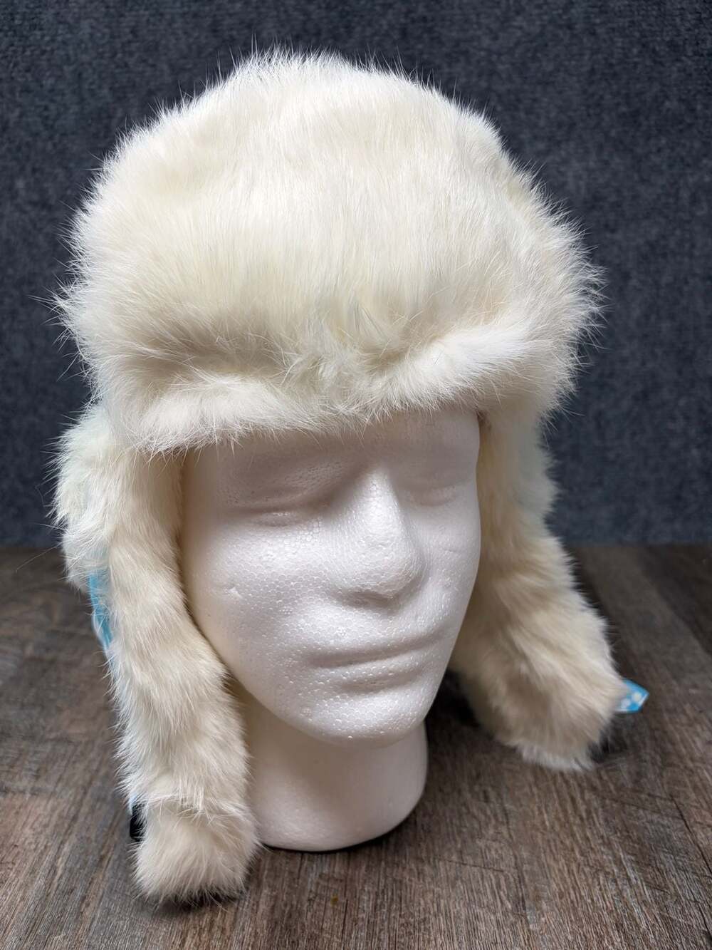 Mad Bomber Rabbit Fur Trapper Hat-M Wht -blue snow flake-Aviator/Bomber/Ear Flap